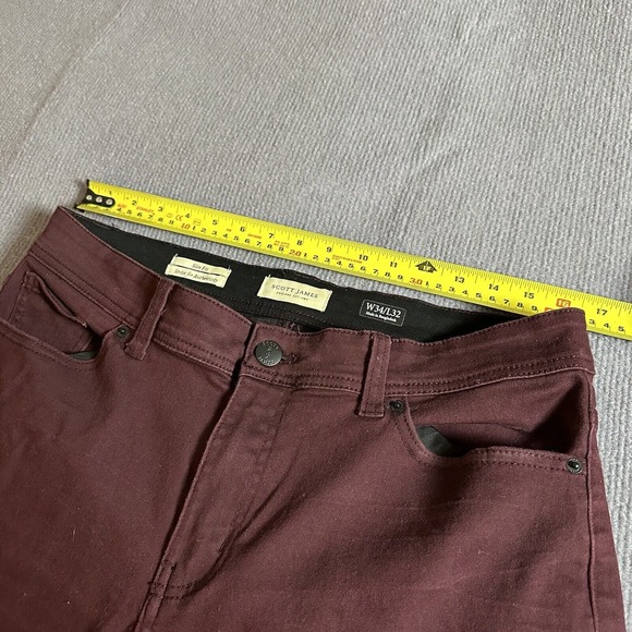 Scott James Mens Slim Fit Jeans 34x32 Purple Wine Stretch Casual - Picture 9 of 10